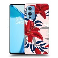 Silikónový čierny obal pre OnePlus 9 - Red Lily