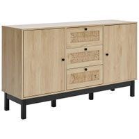 MID.YOU ŠIROKÁ KOMODA, borovica, prírodná farba, čierna, 140/80/39 cm