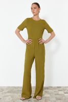 Trendyol Khaki Patterned Viscose Maxi Woven Jumpsuit