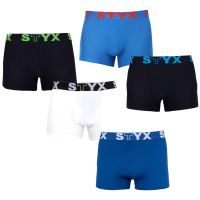 5PACK pánské boxerky Styx sportovní guma nadrozměr vícebarevné (5R9612817) 4XL