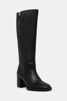 Kožené čižmy Tommy Hilfiger STACKED HEEL LEATHER LONG BOOT
