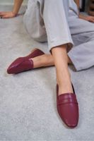 NİŞANTAŞI SHOES Viola Claret Red Matte Flat Sole Women's Ballerinas