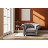 Livetastic KRESLO CHESTERFIELD, textil, kompozitné drevo, sivá