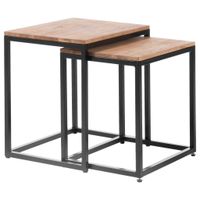 Xora SADA KONFERENČNÝCH STOLÍKOV, prírodná farba, čierna, farba duba, drevo, kov, 45-50/45-50/37-40 cm