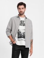 Ombre Men's REGULAR FIT shirt with pocket - gray