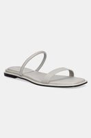 Calvin Klein șlapi de piele FLAT SANDAL SQUARED 2-BAR LTH