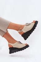 Boto Női Bőr Magassarkú Szandál Dekorációval Bézs Artiker