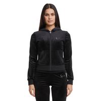 Karl Kani Signature Rhinestone Velours Tight Trackjacket - Dámske - Bunda Karl Kani - Čierne - 61860032 - Veľkosť: XS