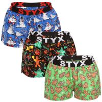 3PACK női bő szárú boxeralsó Styx art sportos gumipánt többszínű (3T17134) S