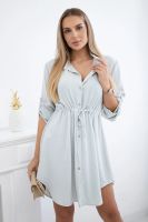 Kesi Włoski Dress with button closure and tie at the waist bright green