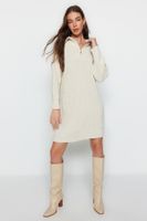 Trendyol Stone Mini Knitwear Zipper Dress