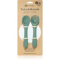 Petite&Mars Take&Match Silicone Cutlery столові прибори Misty Green 6 m+ 2 кс