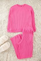 Trendyol Curve Fuchsia Textured Pocket Knitted Pajama Set