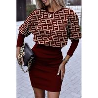 Elegantna Mini Haljina S Uzorkom Lenta, Bordo