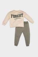 DEFACTO Baby Boy 2-Piece Set Printed Crew Neck Sweatshirt Elastic Waist Jogger Tracksuit Bottoms