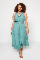 Trendyol Curve Mint Belted Woven Shirt Dress