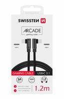 Textilní datový kabel Swissten Arcade USB-C/USB-C, 1,2m, černá
