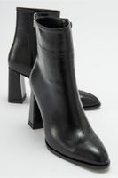 LuviShoes Jewel Women's Black Skin Heeled Boots.