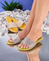 Resti Green women's slippers with cubic zirconia Verina - Footwear