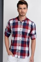 G662 DEWBERRY MEN'S SHIRT-NAVY-BURGUNDY