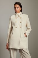 Trendyol Ecru Button Detailed Regular Woolen Midi Coat