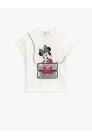 Koton Minnie Mouse T-Shirt - Printed Licensed Sequin Embroidered Short Sleeve Crew Neck