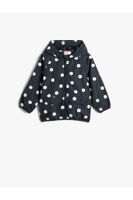 Koton Polka Dot Hooded Coat with Pocket Detail, Cotton Lined that Changes Color in Water