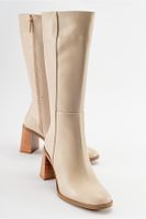 LuviShoes MARANTA Women's Beige Skin Heeled Boots