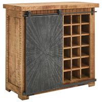 Ambia Home SKRINKA NA VÍNO, prírodná farba, čierna, 90/85/40 cm