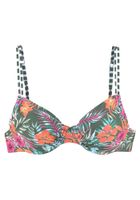 VENICE BEACH Bikini gornji dio 'Summer'  tamno zelena / narančasta / svijetloroza / bijela