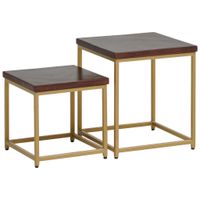 MID.YOU SADA PRÍRUČNÝCH STOLÍKOV, mangové drevo, zlatá, farba vlašského orecha