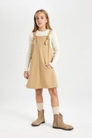 DEFACTO Girl's Pocketed Overall Dress