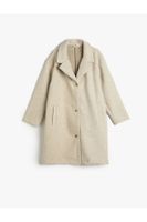 Koton Long Coat Button Closure with Pocket Detail