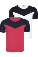 DUAL SET T8591 DEWBERRY MENS T-SHIRT-WHITE-BURGUNDY