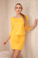 marka niezdefiniowana Viscose dress tied at the waist mustardowa