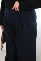Kesi Włoski Spodnie damskie Plus Size z szerokimi nogawkami i plisowaniem granatowe