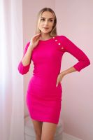 Dress with decorative buttons in fuchsia color
