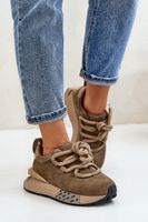 Boto Zamszowe Sneakersy Damskie Na Platformie Z Grubym Sznurowaniem Artiker