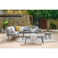 Ambia Garden JEDÁLENSKÁ TERASOVÁ SÚPRAVA 5-dielne, kov, plast, sklo, textil
