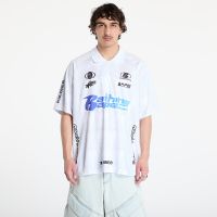 T-shirt A BATHING APE Flame Pattern Overall Print Half Zip Relax Fit Polo Shirt UNISEX White XXL