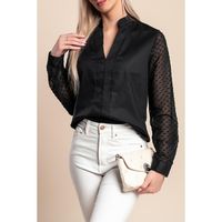 Bluse Mit Transparenten Ärmeln, Farbe Schwarz
