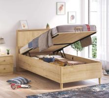 Posteľ 100x200cm s čelom a úložným priestorom cody - dub svetlý