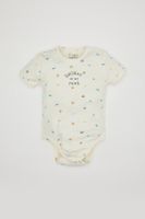 DEFACTO Baby Boy Newborn Crew Neck Patterned Short Sleeve Snap Bodysuit