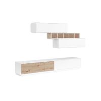 Carryhome OBÝVACÍ STĚNA, bílá, dub artisan