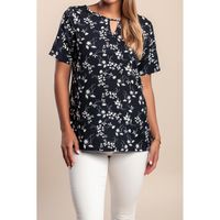 Bluza S Cvjetnim Printom, Tamnoplava