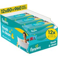 Pampers Fresh & Clean мокри почистващи кърпички за деца 12x80 бр.