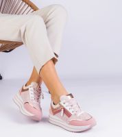 D/CEO Różowe sneakersy sportowe na platformie zdobione brokatem Malta