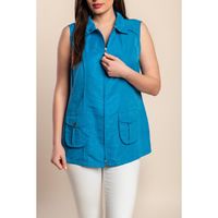 Plus Size Weste Mit Reißverschluss, Blau