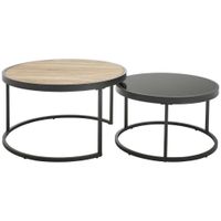 MID.YOU SADA KONFERENČNÝCH STOLÍKOV, čierna, farba duba, kov, sklo, kompozitné drevo, 65-80/65-80/38-40 cm