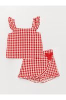 LC Waikiki Square Neck Strap Patterned Baby Girl Blouse and Short Skirt 2-Piece Set